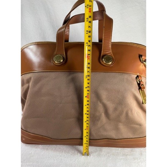 VTG Dooney & Bourke Vintage Canvas Leather Travel Weekender Bag Tan Brown - Picture 13 of 13